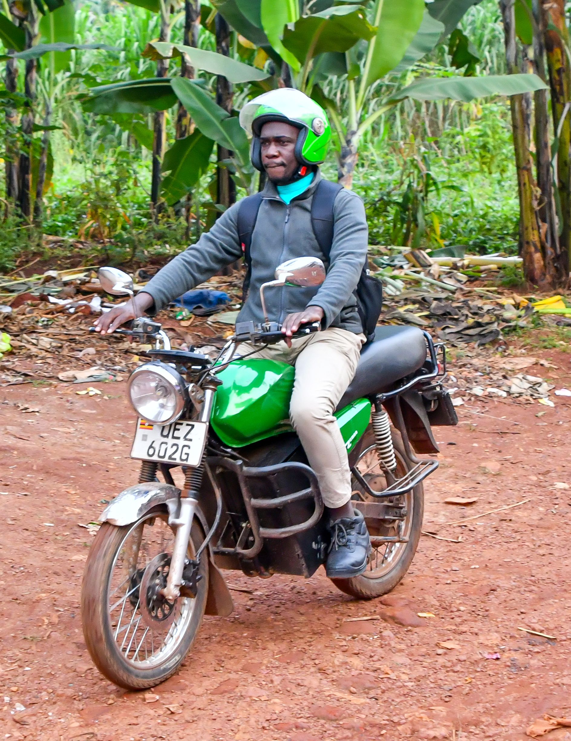 Community outreach worker on a motorcycle